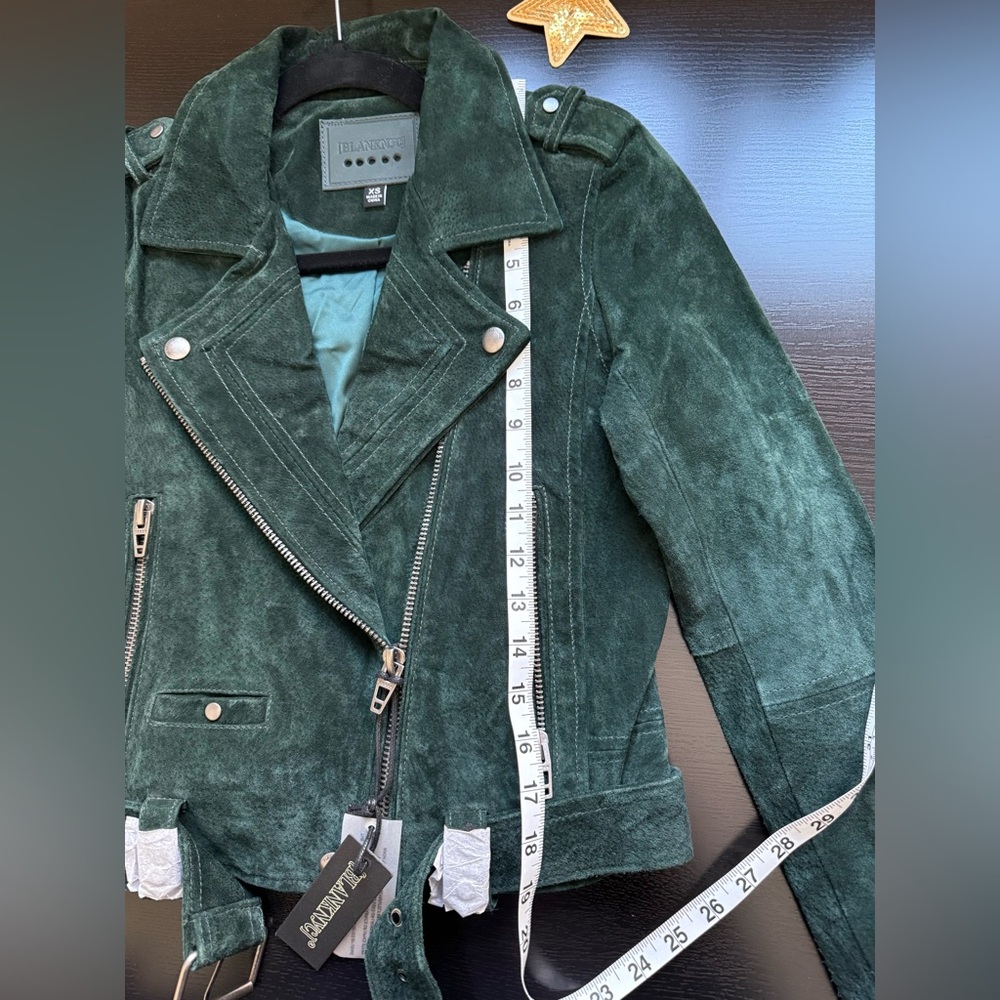 BLANKNYC Emerald Green Suede Moto Jacket NWT Leather Biker Belted XS - Picture 11 of 13